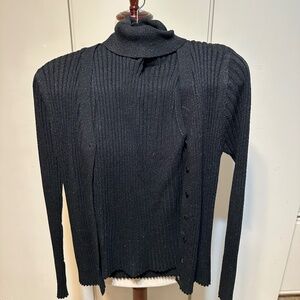 Express Black Ribbed Knit Twin Set size M